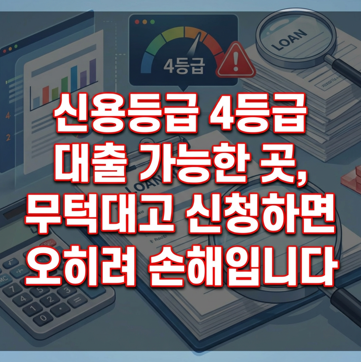 신용등급 4등급 대출 가능한 곳, 무턱대고 신청하면 오히려 손해입니다
